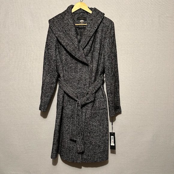 NWT Donna Karan Chevron Shawl-Collar Coat - size 12 - Picture 3 of 8